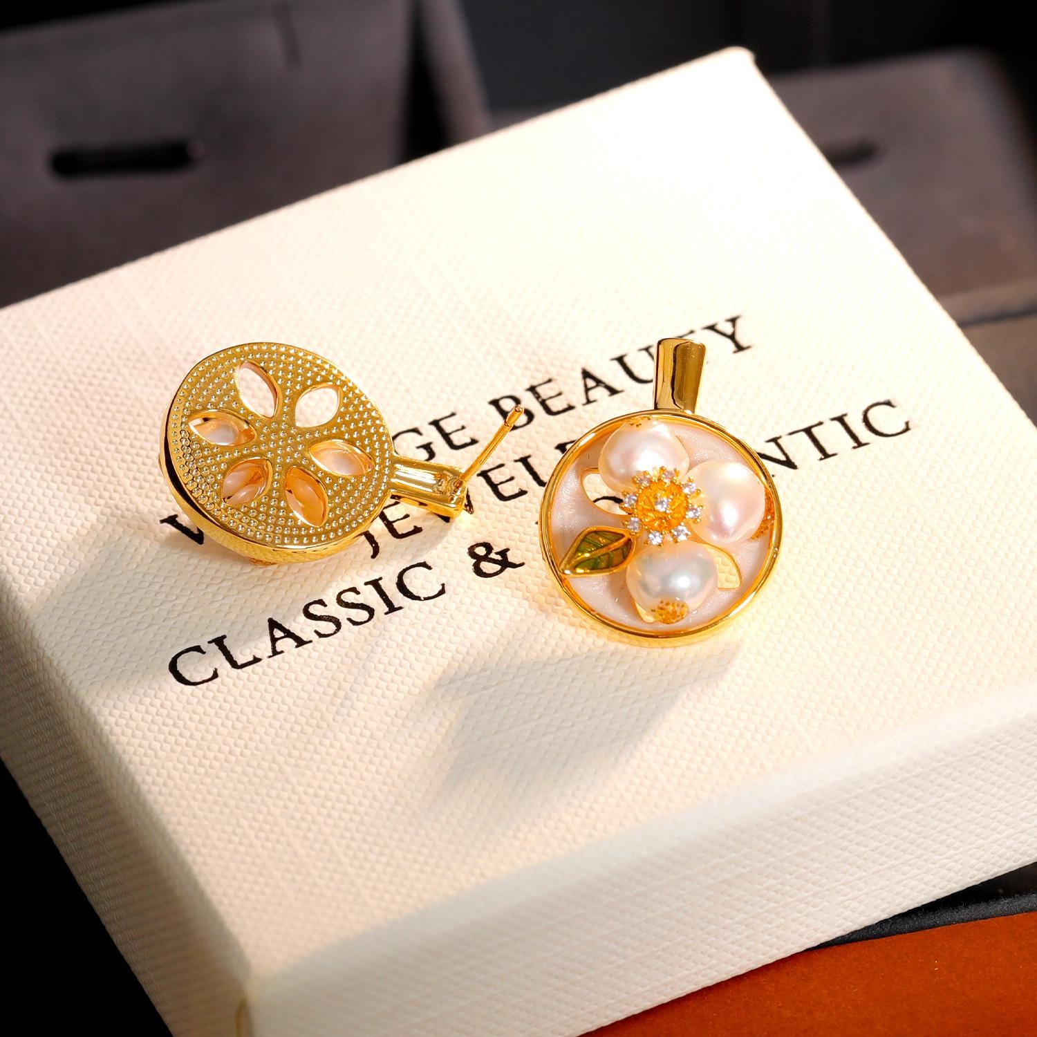 Monet Garden Baroque Pearl Earrings – Vintage Oil Painting Style Drop