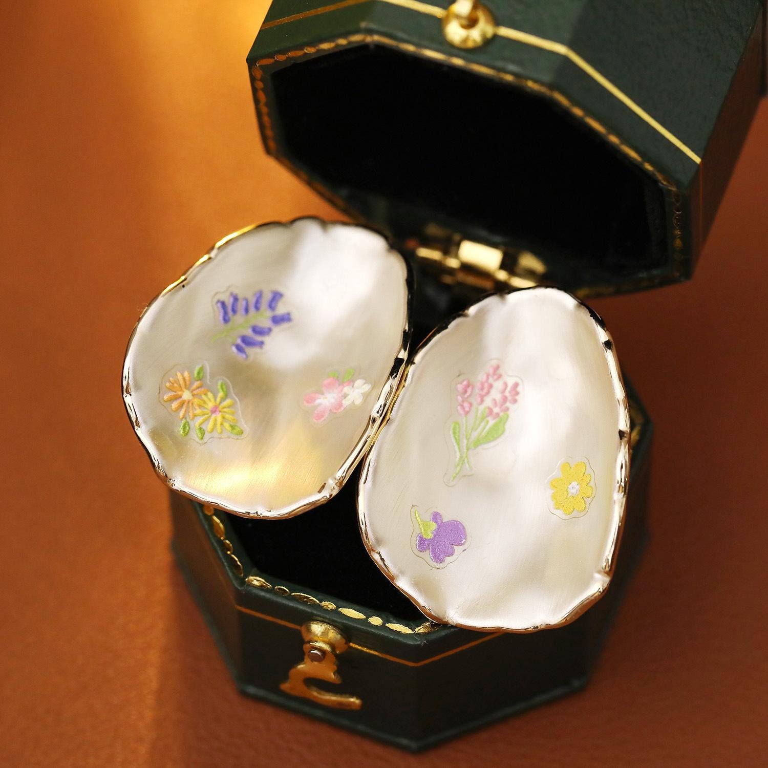 Vintage Enamel Flower Statement Earrings – Bold Floral Stud Earrings, Vacation Style Gold Metal Jewelry