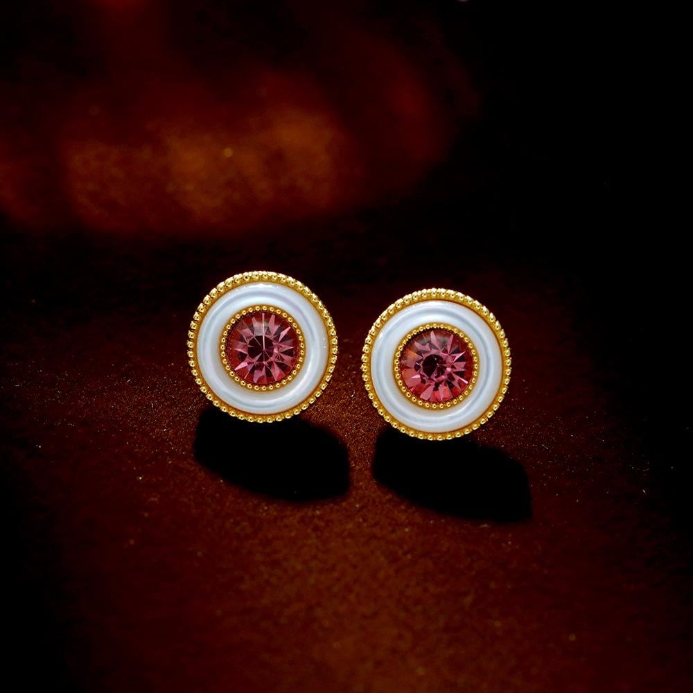 Mother of Pearl CZ Stud Earrings – Sparkling Zircon Earrings with Sterling Silver Posts