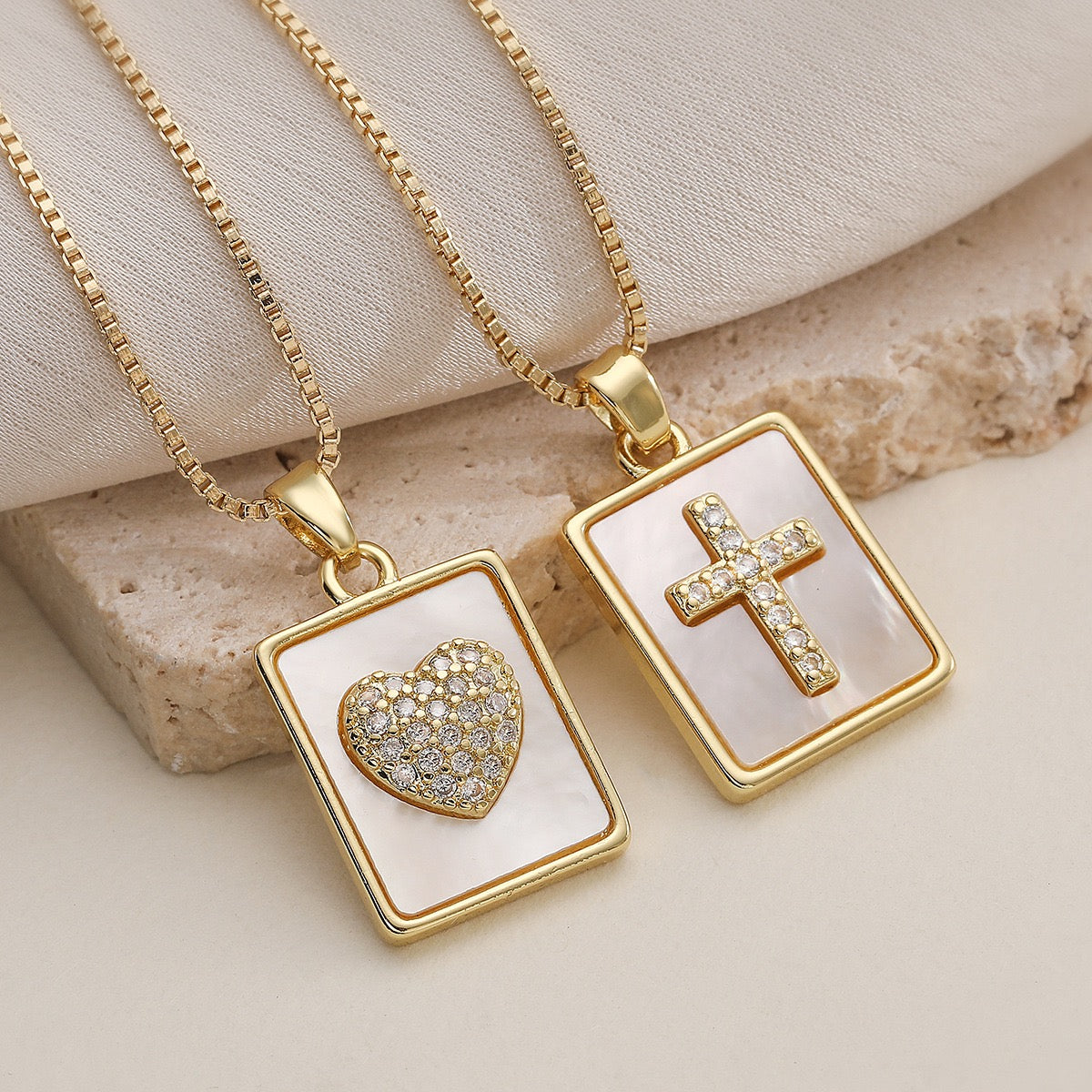 Heavenly Heart & Cross Necklace Collection Gold Faith Pendant Necklace | Crystal Cross & Heart Charm Jewelry | Elegant Religious Layering Necklace for Women
