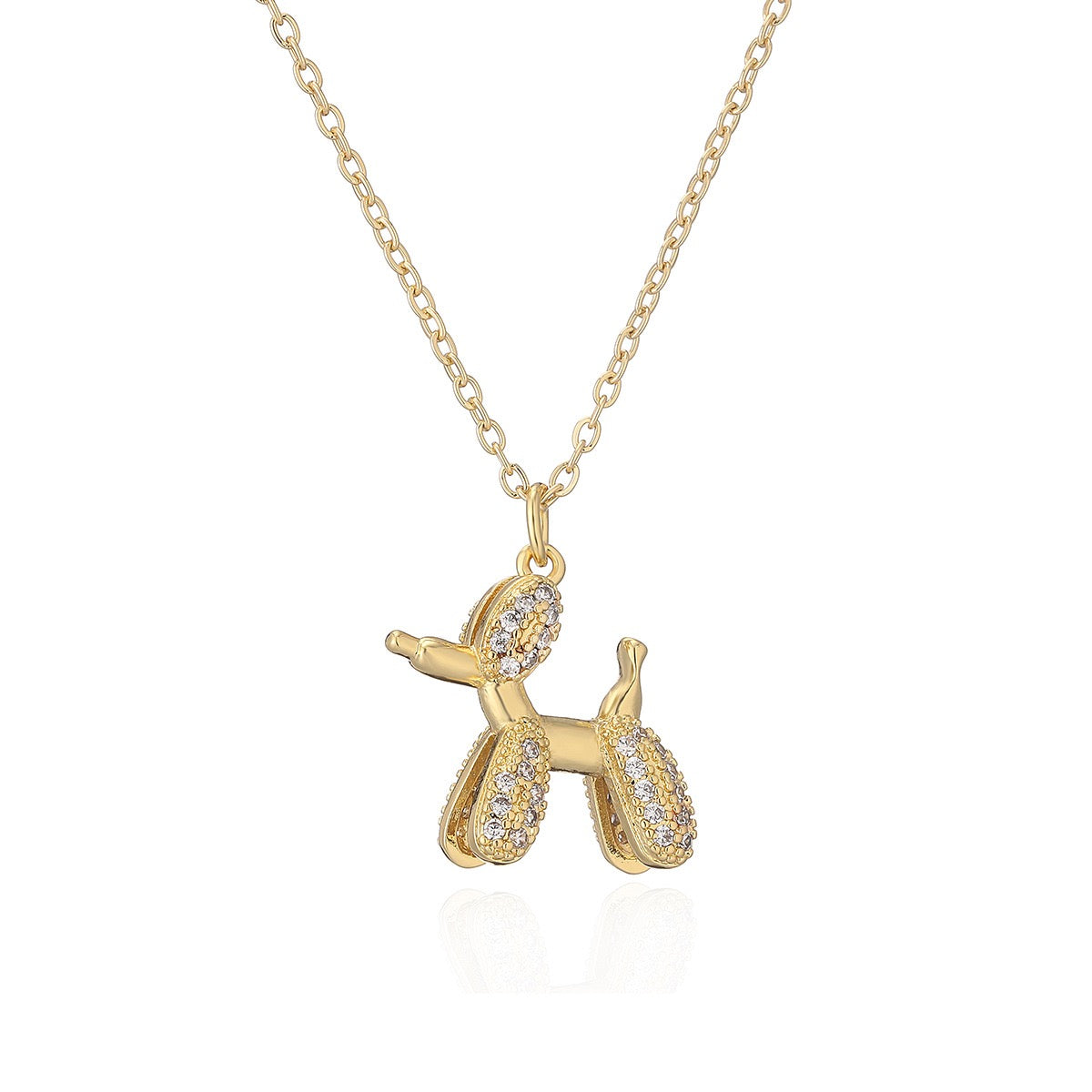 Diamond Cat & Balloon Dog Pendant Necklace Collection Cute Pet Charm Necklace | Gold Animal Jewelry | Sparkly Cat & Dog Lover Gift