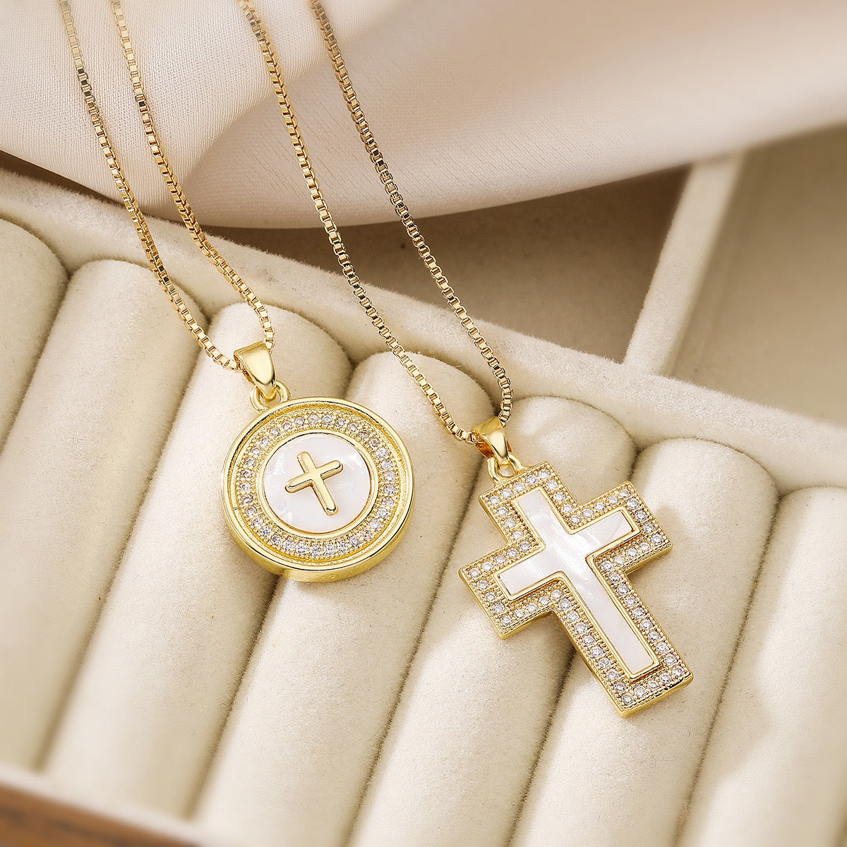 Heavenly Heart & Cross Necklace Collection Gold Faith Pendant Necklace | Crystal Cross & Heart Charm Jewelry | Elegant Religious Layering Necklace for Women