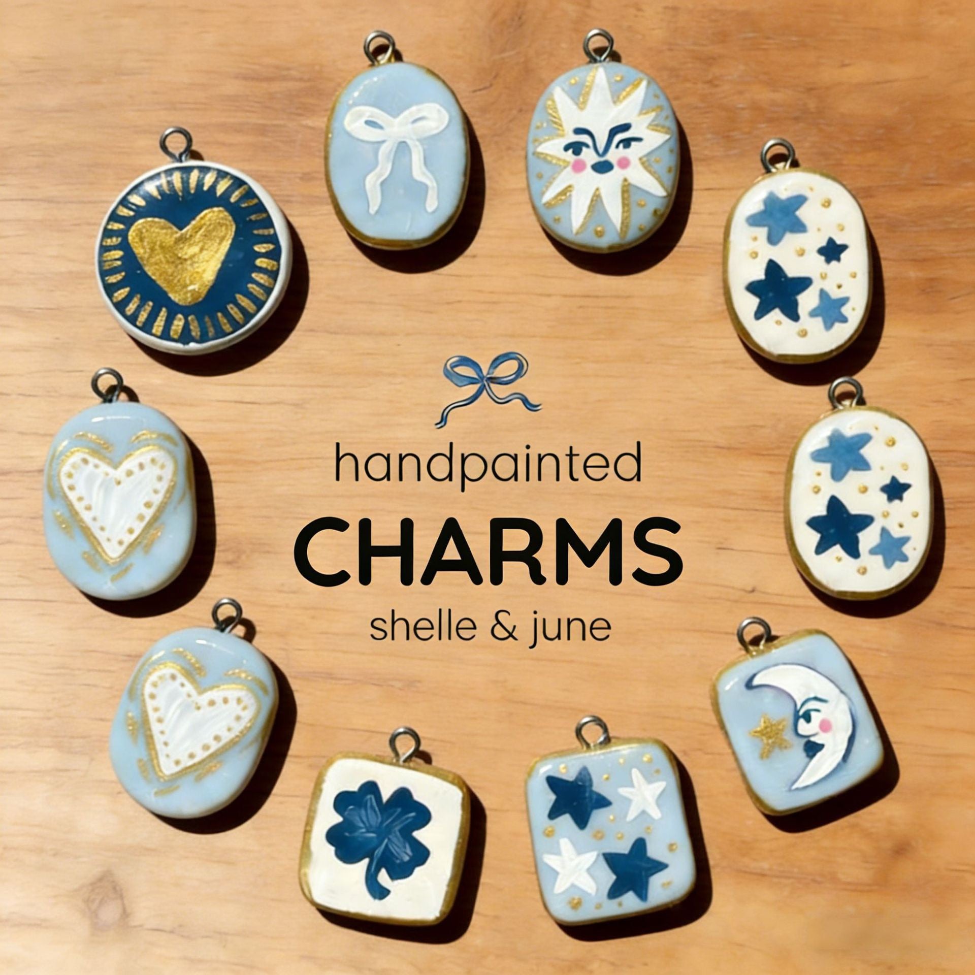 Vintage Handpainted Enamel Charm Necklace – Moon & Star Jewelry
