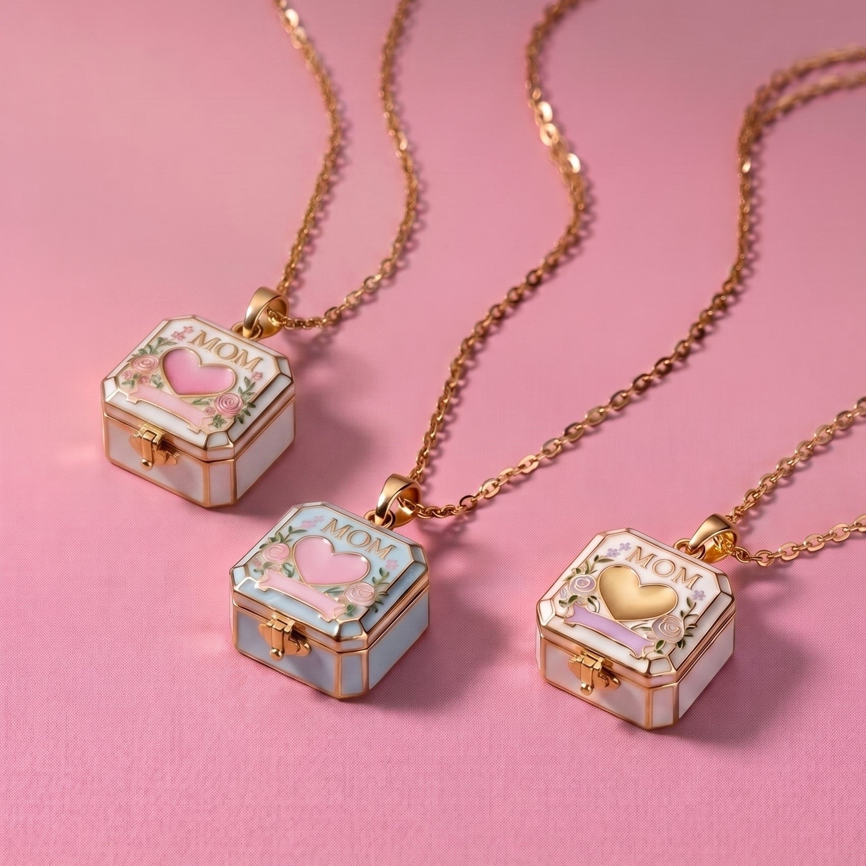 Mother’s Love Locket Necklace – Enamel MOM Jewelry Collection