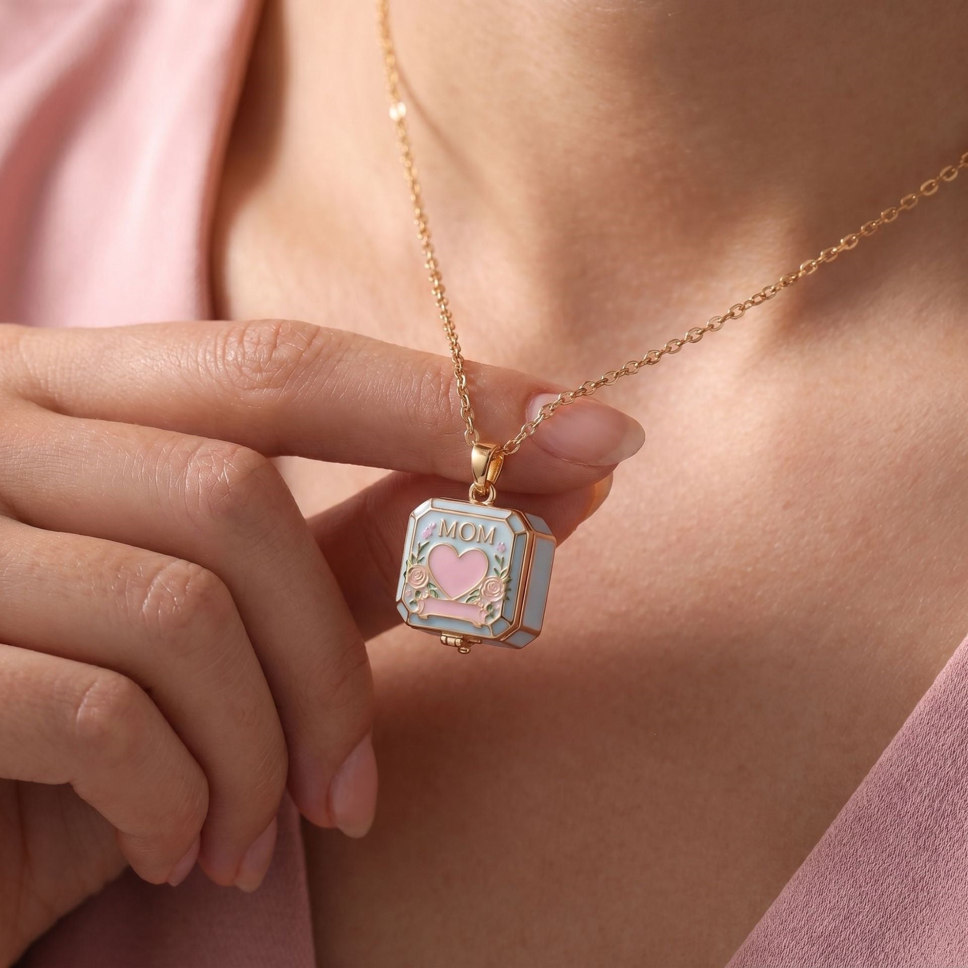 Mother’s Love Locket Necklace – Enamel MOM Jewelry Collection