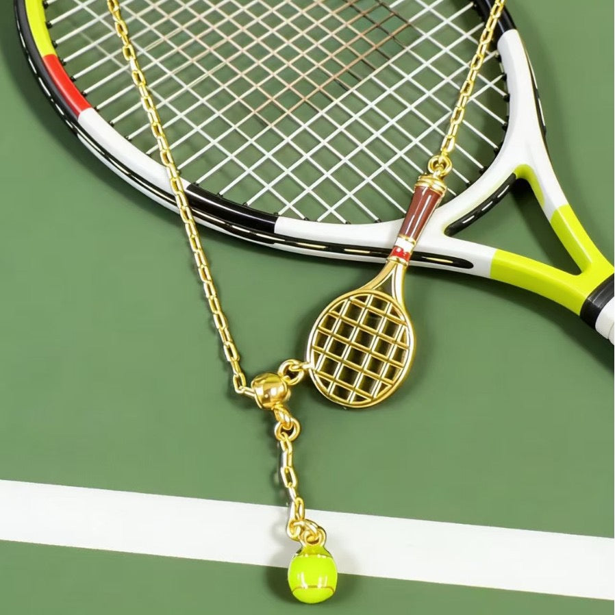 Ace Serve Tennis Necklace Tennis Racket Pendant Necklace | Gold Tennis Jewelry | Cute Tennis Lover Gift Necklace