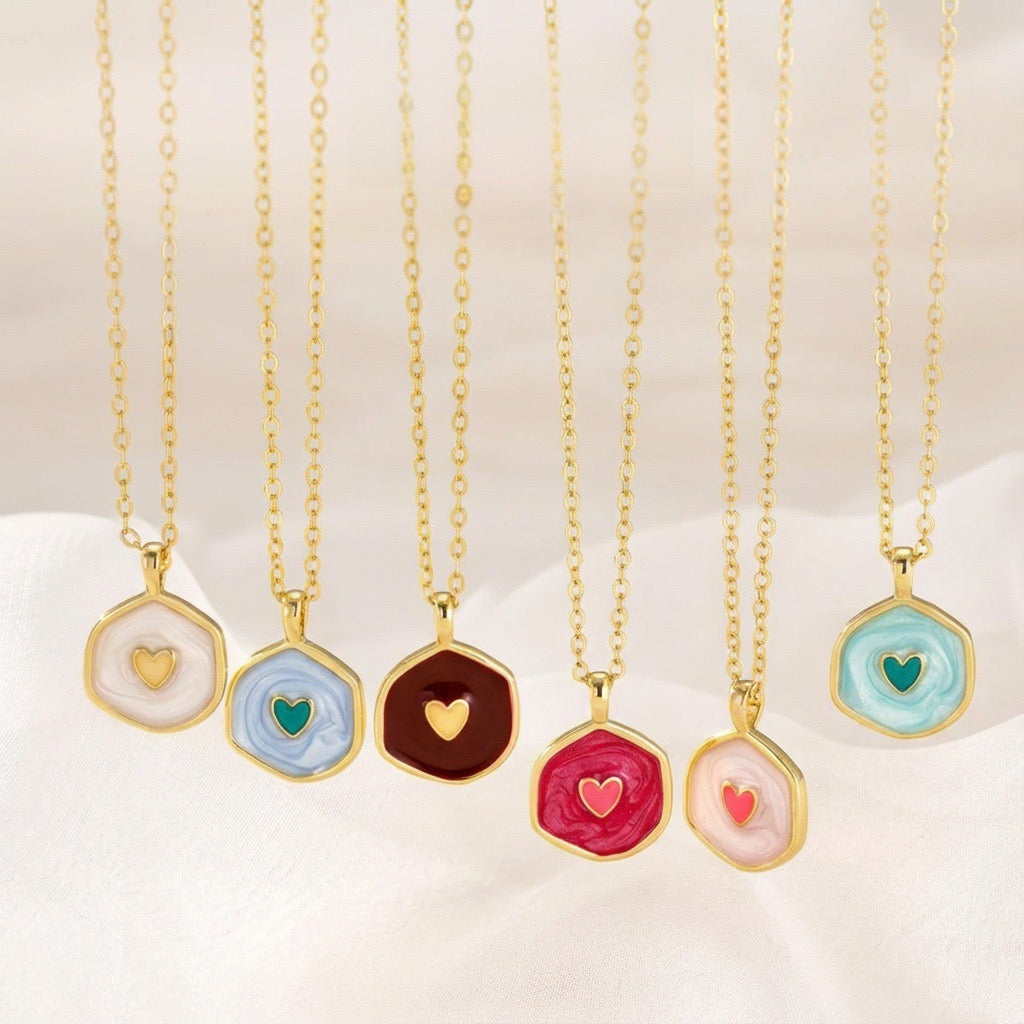 Luminous Heart Enamel Necklace Collection