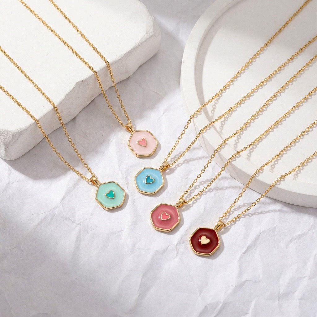 Luminous Heart Enamel Necklace Collection