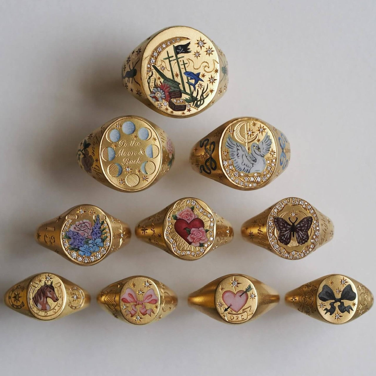 Enchanted Garden Ring Collection – Vintage-Inspired Hand-Painted Rings