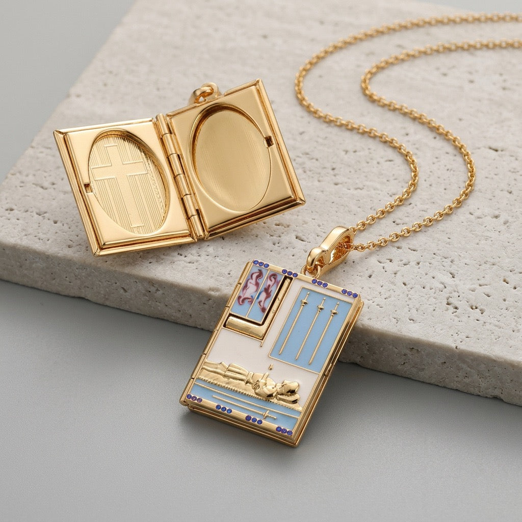 Mystical Tarot Book Pendant Necklace – Secret Message Charm