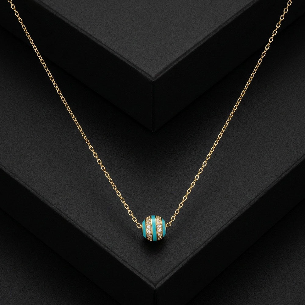 Luxury Enamel Bead Necklace Collection – Gold Crystal Sphere Pendant Necklace, Minimalist Colorful Charm Jewelry for Women
