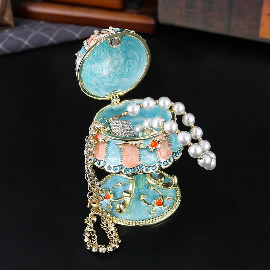 Vintage Table Lamp Jewelry Box – Crystal Enamel Trinket Box, Victorian Lamp Keepsake Case, Elegant Vanity Ring Holder & Collectible Décor