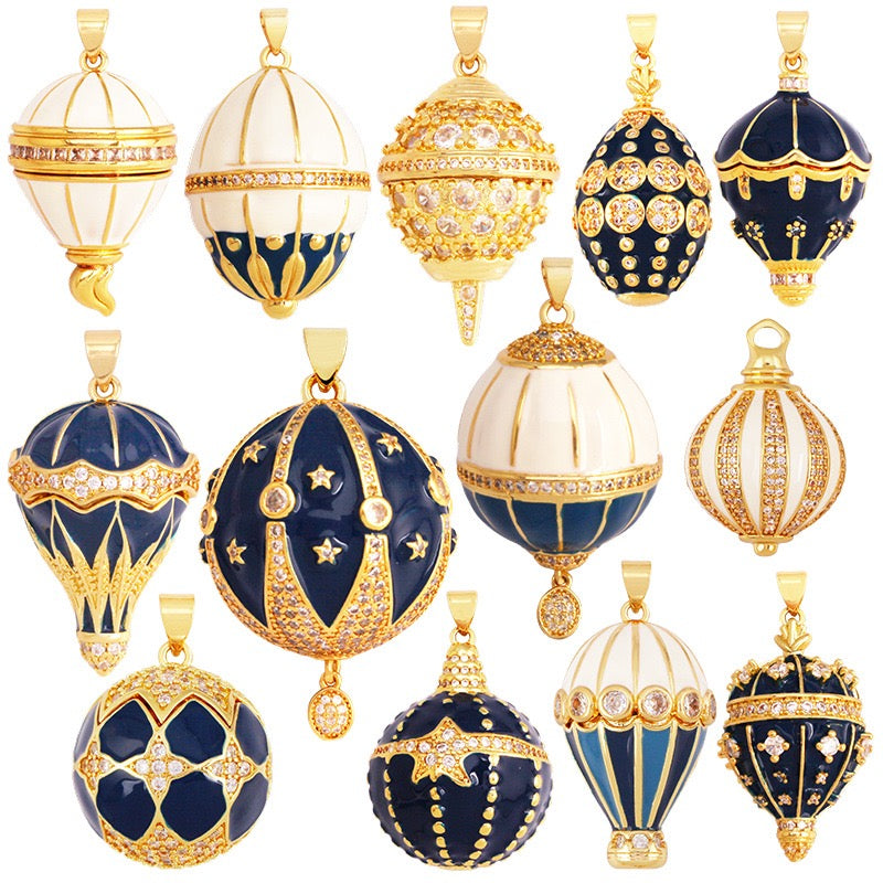 Hot Air Balloon Locket Necklace Collection – Vintage Enamel Balloon Pendant, Crystal Keepsake Charm Necklace, Adventure & Travel Jewelry for Women