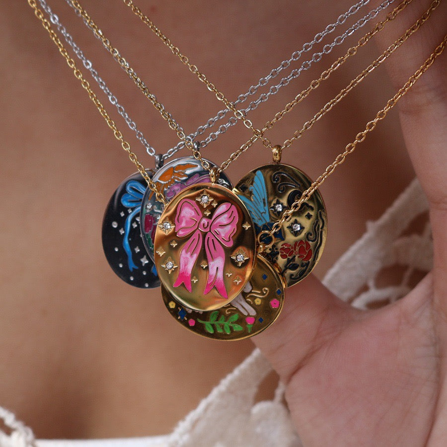 Enchanted Storybook Locket Necklace Collection – Vintage Fairy Tale Pendant, Butterfly & Swan Charm Necklace, Magical Keepsake Jewelry