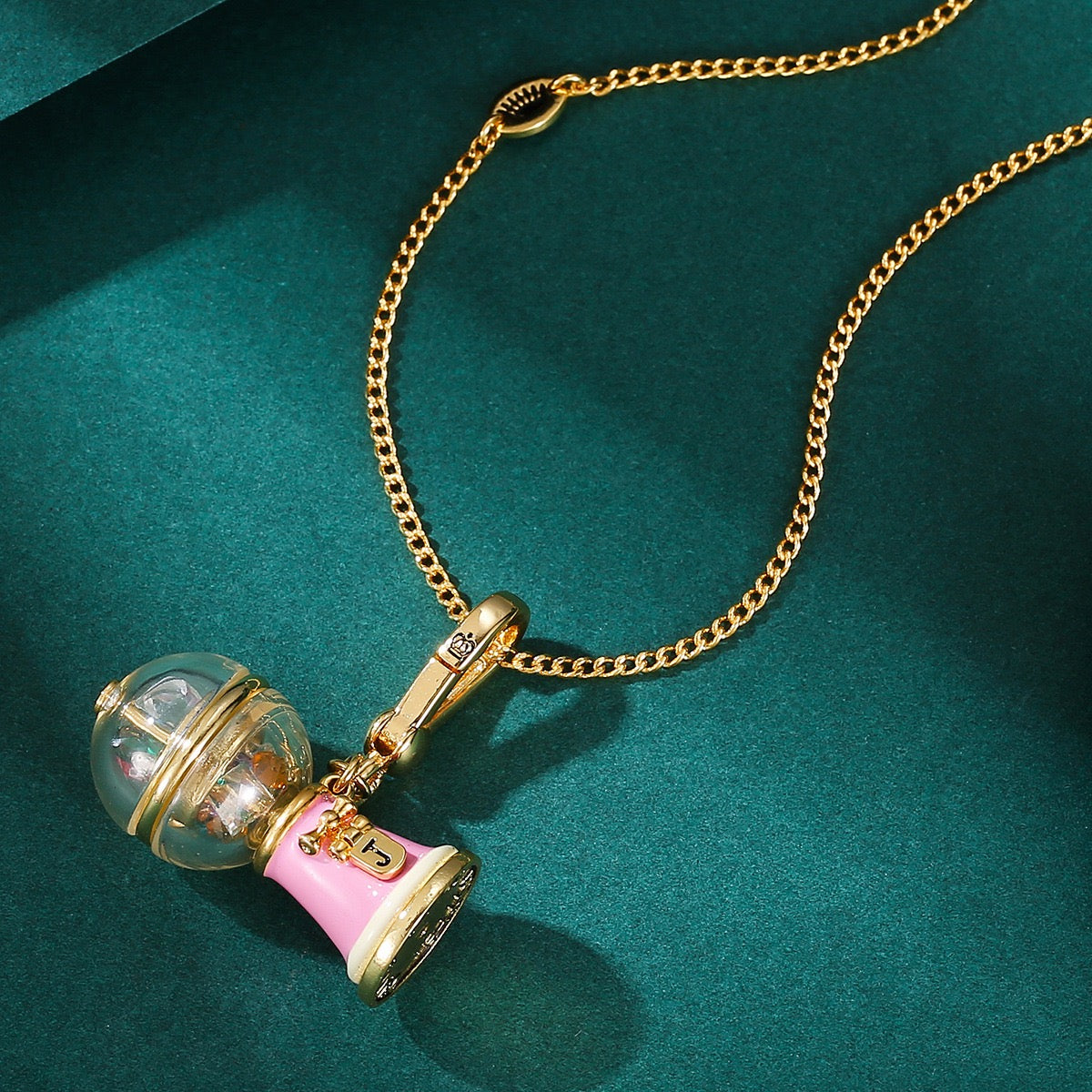 Vintage Gumball Machine Charm Necklace – Candy Dispenser Pendant Necklace, Pink Enamel Miniature Charm, Whimsical Nostalgia Jewelry