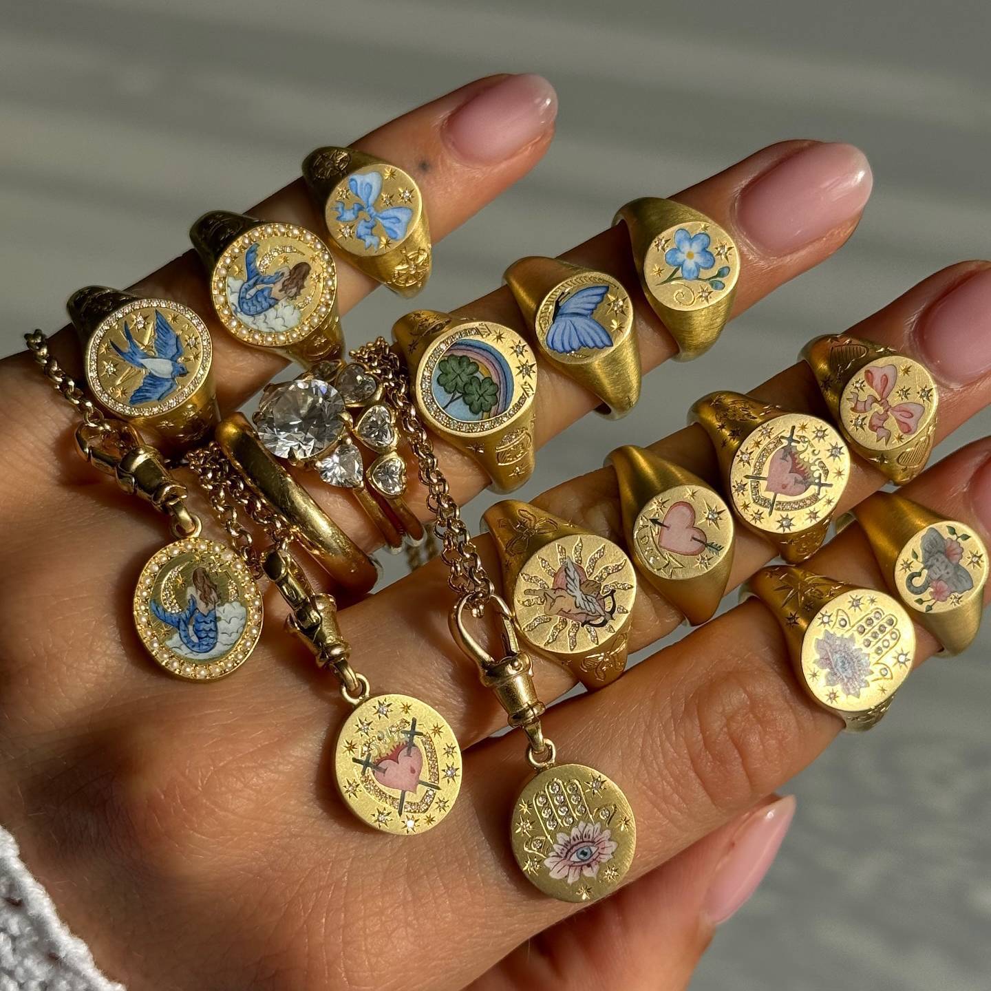 Enchanted Garden Ring Collection – Vintage-Inspired Hand-Painted Rings