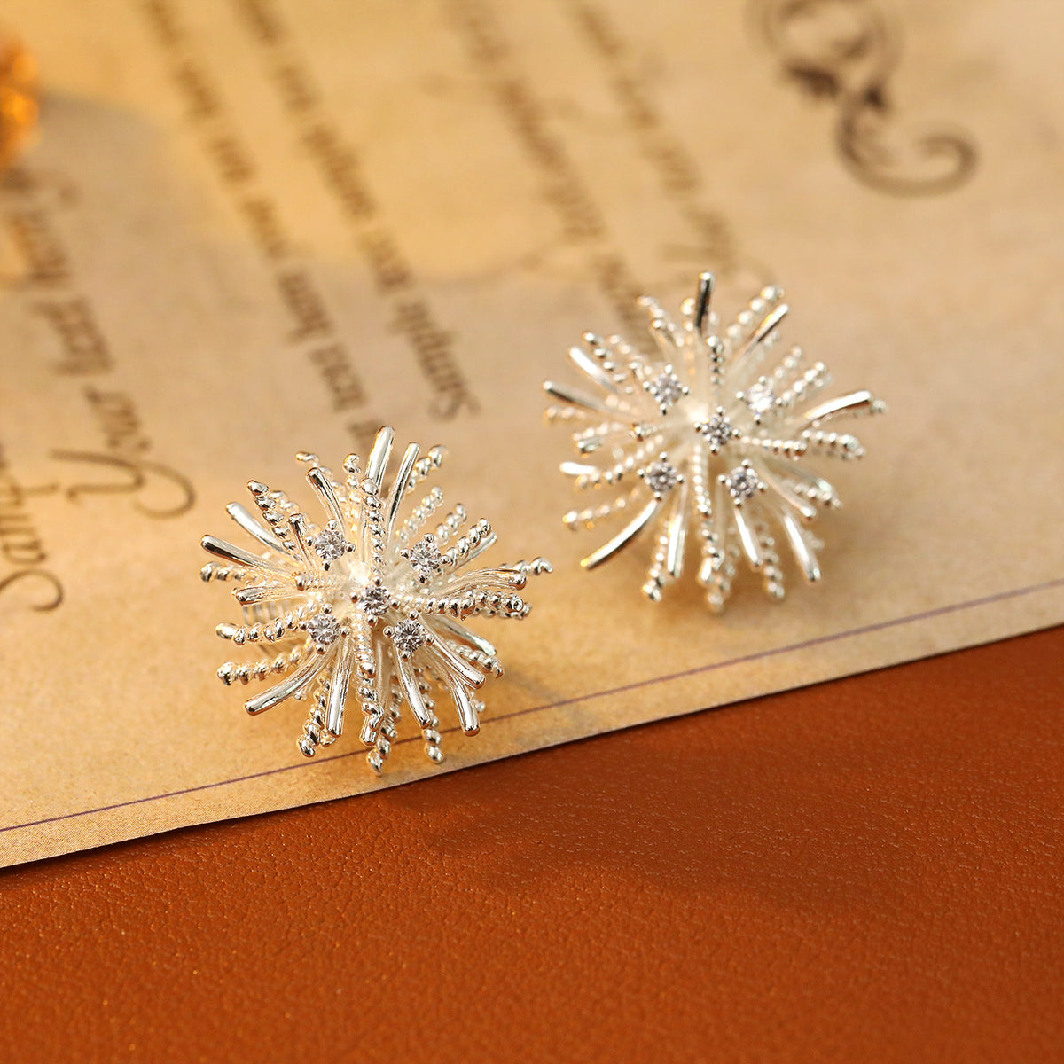 Dandelion Statement Earrings – Sparkling CZ Stud Earrings
