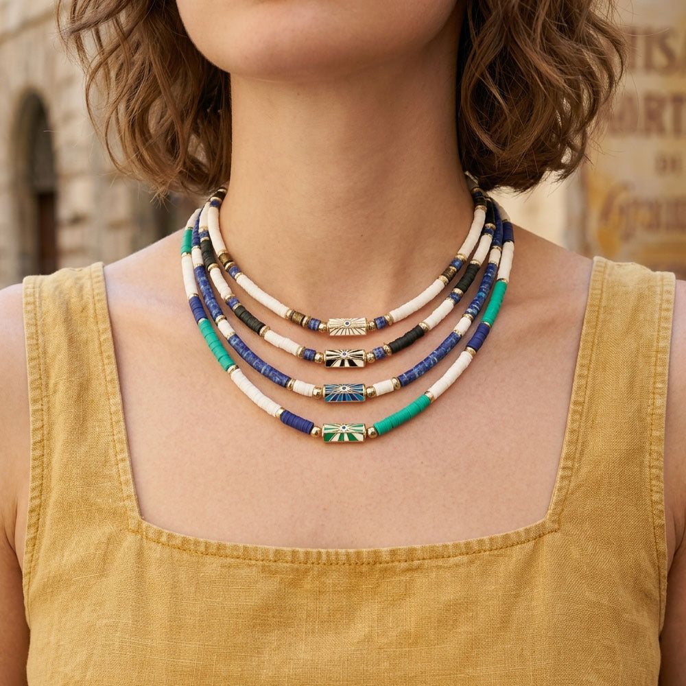 Bohemian Beaded Necklace Collection Colorful Boho Choker Necklace | Handmade Summer Bead Jewelry | Layered Beach Style Necklace